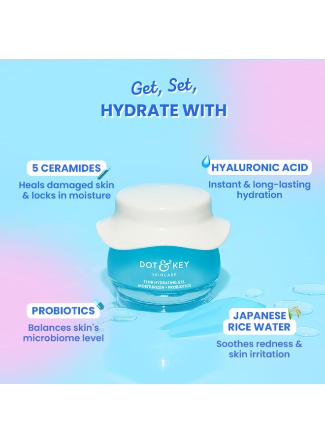 DOT & KEY 72Hr Hydrating Gel + Probiotics Moisturizer For Face With Hyaluronic Acid, Kombucha & Rice Water Lightweight Gel Oil Free Moisturizer | For Oily, Dull & Uneven Skin Tone I For All Skin Types | 60Ml - Image 2