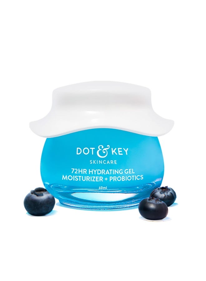 DOT & KEY 72Hr Hydrating Gel + Probiotics Moisturizer For Face With Hyaluronic Acid, Kombucha & Rice Water Lightweight Gel Oil Free Moisturizer | For Oily, Dull & Uneven Skin Tone I For All Skin Types | 60Ml - Image 1