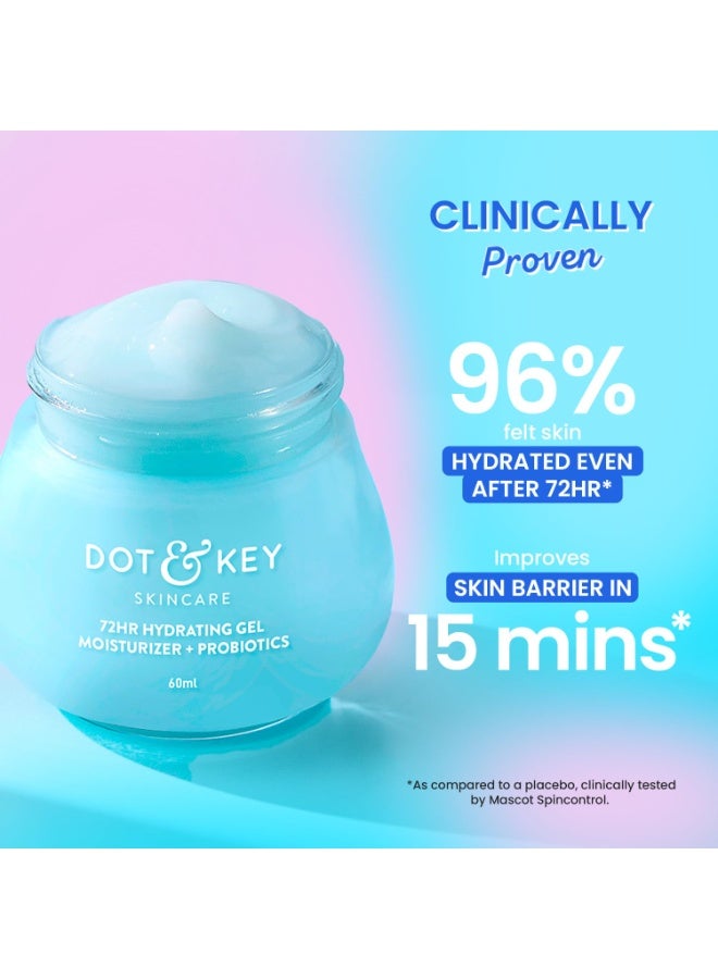 DOT & KEY 72Hr Hydrating Gel + Probiotics Moisturizer For Face With Hyaluronic Acid, Kombucha & Rice Water Lightweight Gel Oil Free Moisturizer | For Oily, Dull & Uneven Skin Tone I For All Skin Types | 60Ml - Image 3