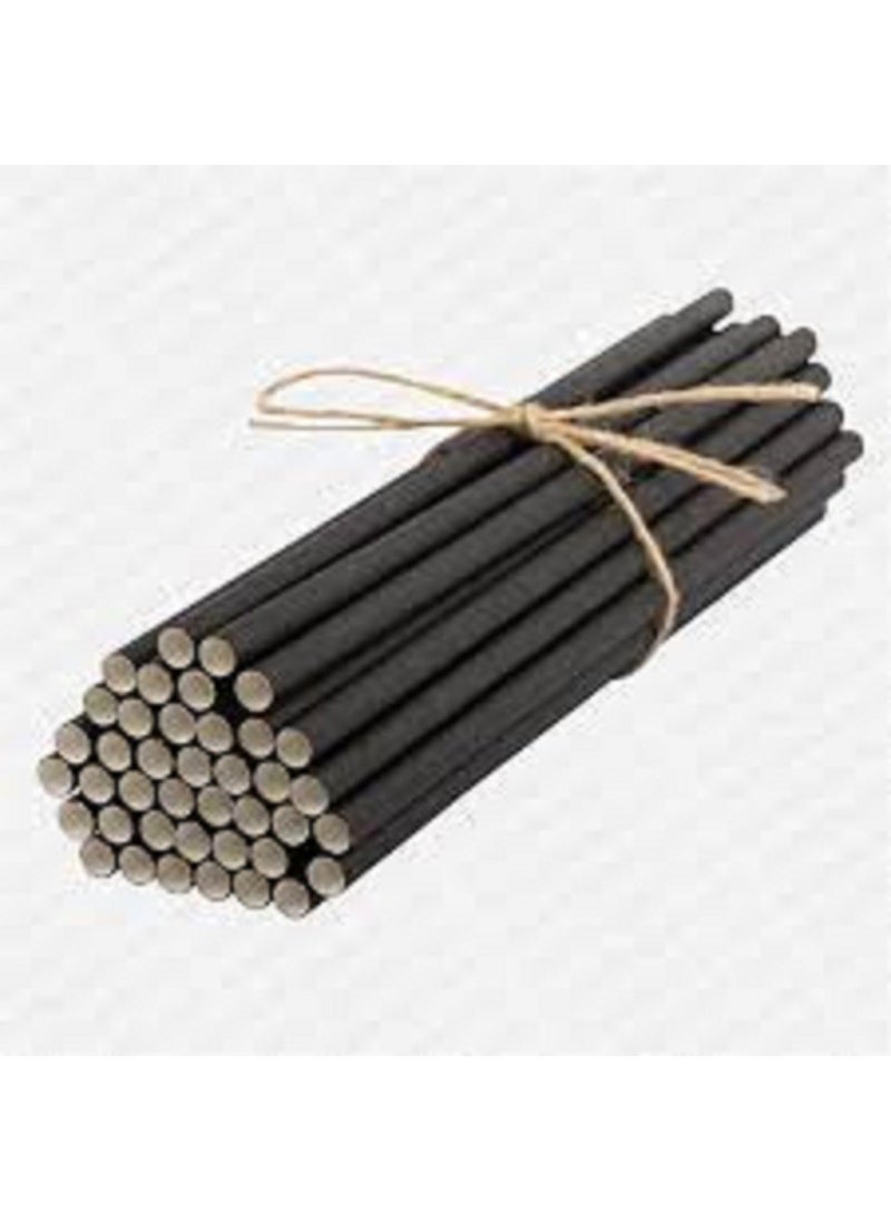 Kraft Alenked Black Frozen Paper Straws 8MMx204 cm (20 Pcs) 