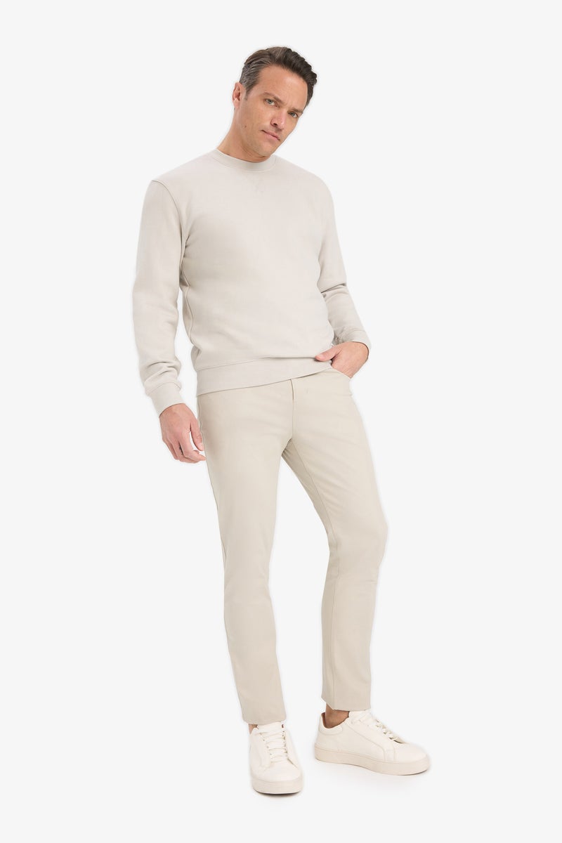 DeFacto Beige Man Cotton Regular Fit Crew Neck Sweatshirt Casual - Image 2