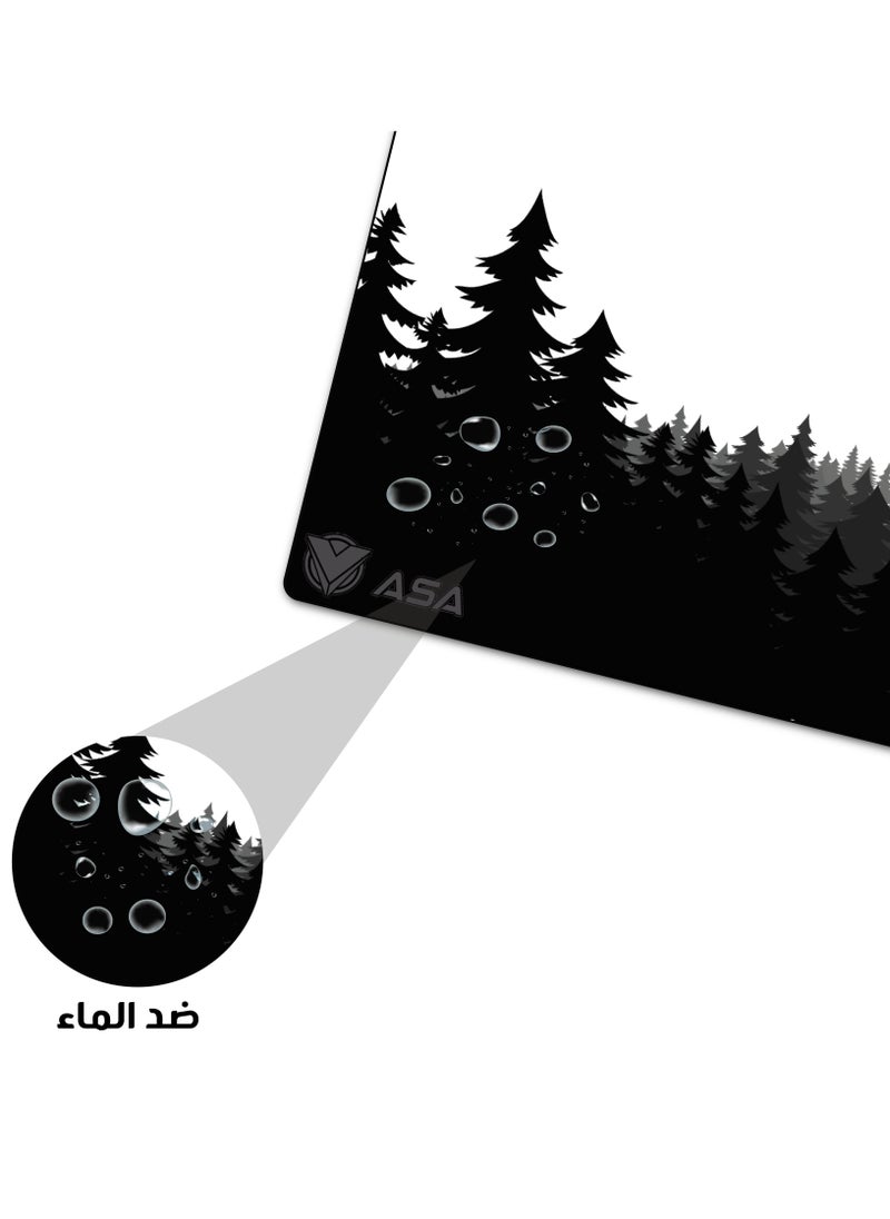 أيه أس أيه وسادة ماوس ممتدة 90 × 40 سم بقاعدة مطاطية غير قابلة للانزلاق مع حواف مخيطة وسطح قماشي ناعم ومقاوم للماء  - Image 4