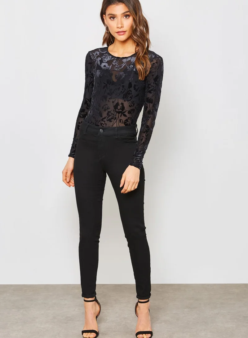 FOREVER 21 Floral Velvet Burnout Body