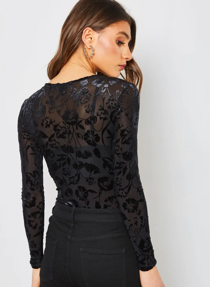 FOREVER 21 Floral Velvet Burnout Body