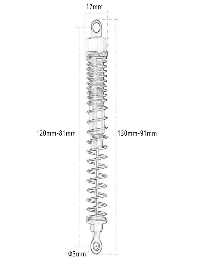 UURCSKY Alloy Shock Absorber Damper 130mm Adjustable for RC Car 1/10 Crawler Truck HPI HSP Losi Axial Tamiya Redcat Upgrade Part 4pcs/Set(Purple) - Image 2