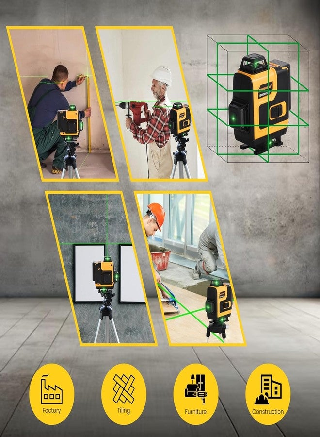 TOMAHAWK® XLS-9416 16 Lines Green Laser Level Pro - 4x360° 4D Green Cross Self-Levelling Professional Laser Line for Construction with Two 360° Vertical/Horizontal Laser Level Pulse Mode - Image 4