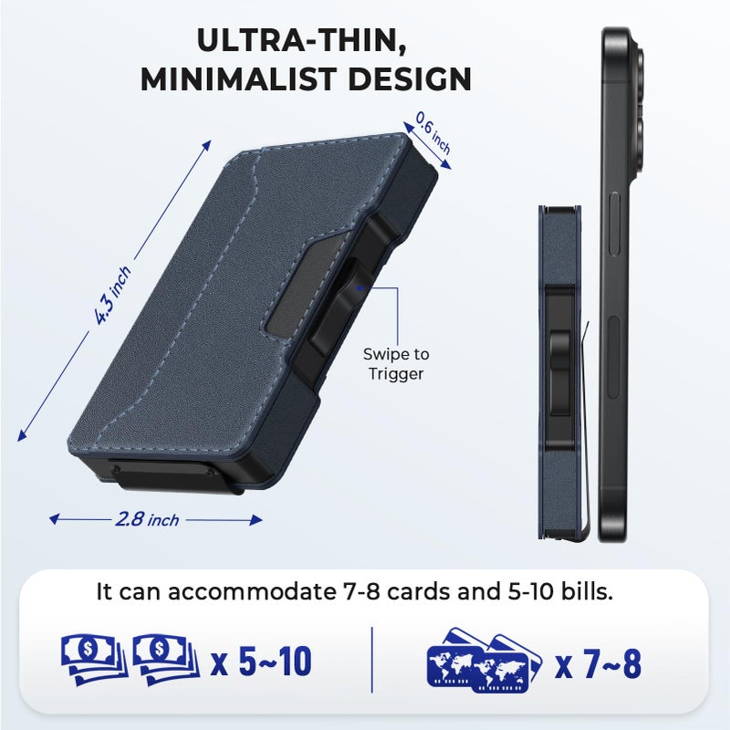 BESSIO Slim Wallet for Men - Minimalist Mens Wallet with Money Clip, Aluminum Pop Up Card Case and Leather Slots Credit Card Holder RFID Blocking Wallet for Men with Gift Box - Image 5