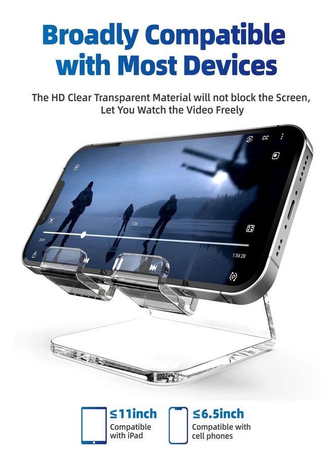 TOPGO Acrylic Cell Phone Stand, Clear Phone Holder for Office Desk, Vanity, Kitchen, Bedside Table, Compatible with iPhone 17/Smartphones/iPad/Switch/Kindle, Office Desk Accessories - Image 5