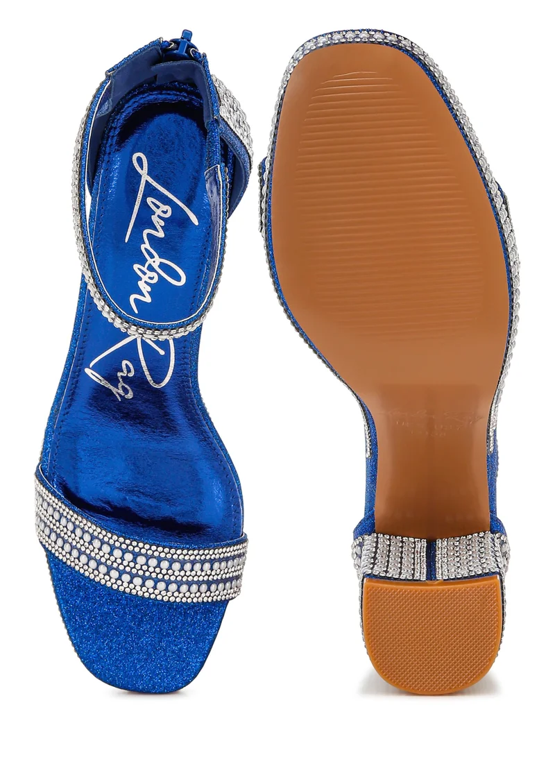 London Rag Rhinestones And Pearl Embellished Sandals in Blue