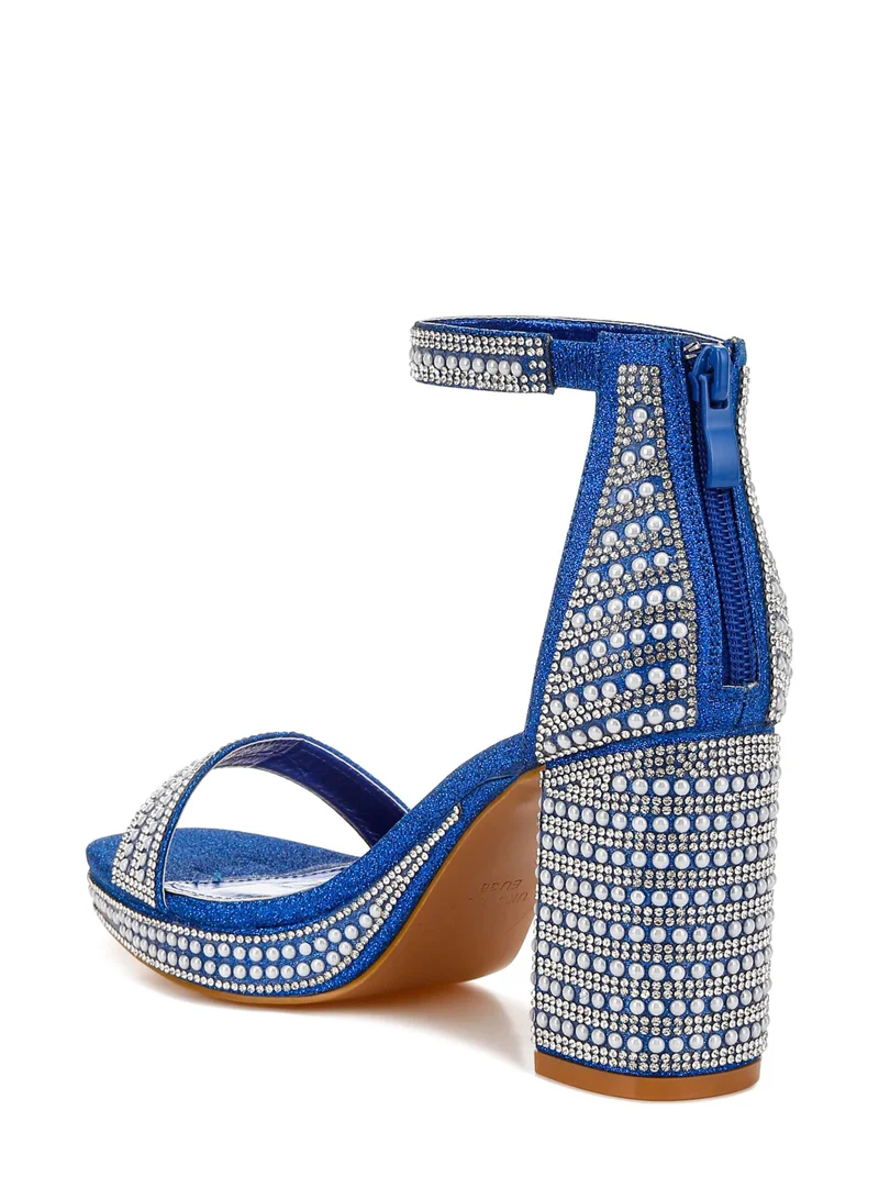London Rag Rhinestones And Pearl Embellished Sandals in Blue
