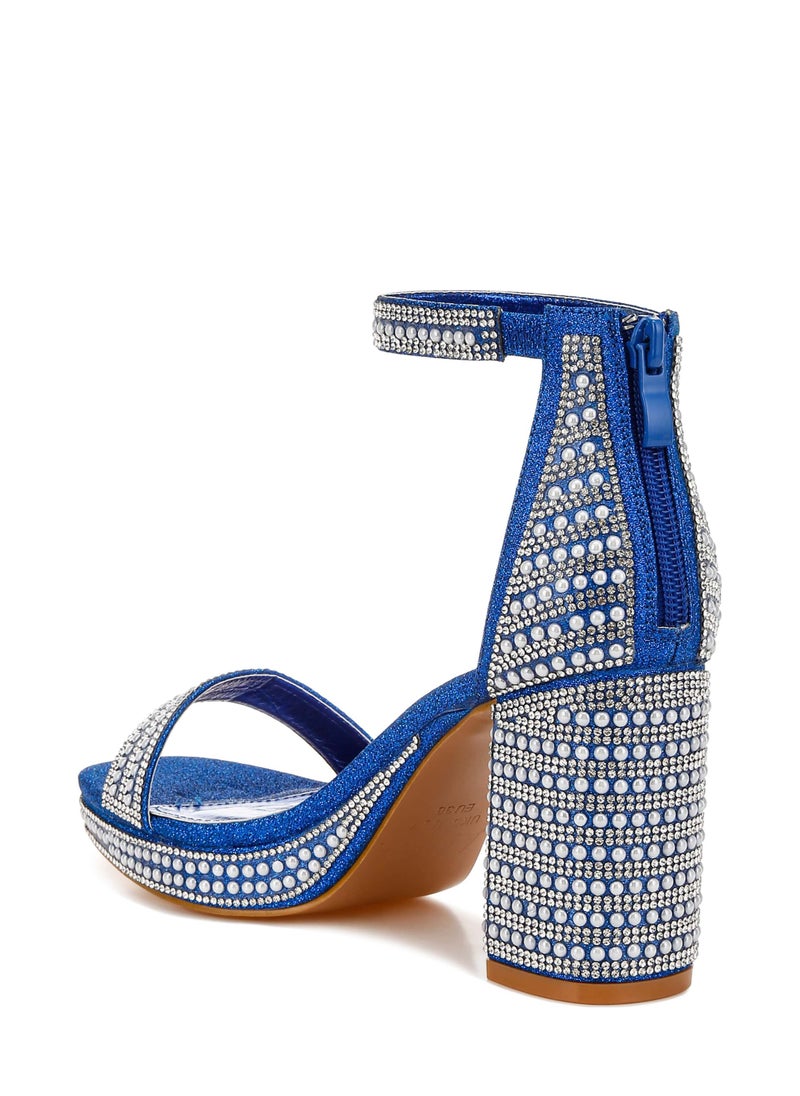 London Rag Rhinestones And Pearl Embellished Sandals in Blue  - Image 3