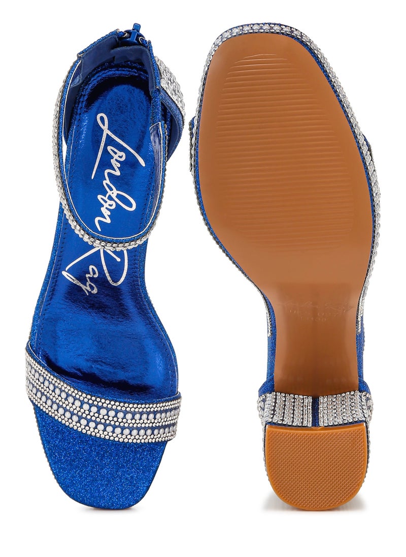 London Rag Rhinestones And Pearl Embellished Sandals in Blue  - Image 4