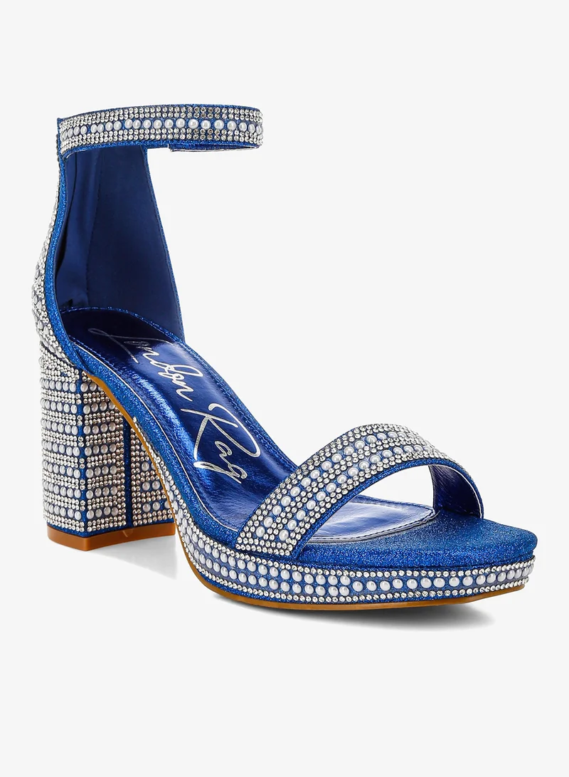 London Rag Blue Rhinestones And Pearl Embellished Sandals in Blue for Women | Best Price UAE