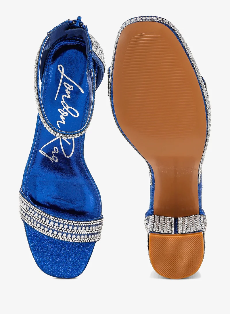 London Rag Blue Rhinestones And Pearl Embellished Sandals in Blue for Women | Best Price UAE