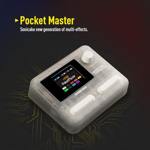 SONICAKE Pocket Master-بيدال متعدد التأثيرات المحمول، 100+ تأثيرات مدمجة للجيتار/الباس/الأكوستيك، نمذجة مضخم الصوت، محاكاة خزائن IR، واجهة صوت USB ستيريو OTG، قابلة لإعادة الشحن (شفاف أبيض) - Image 2