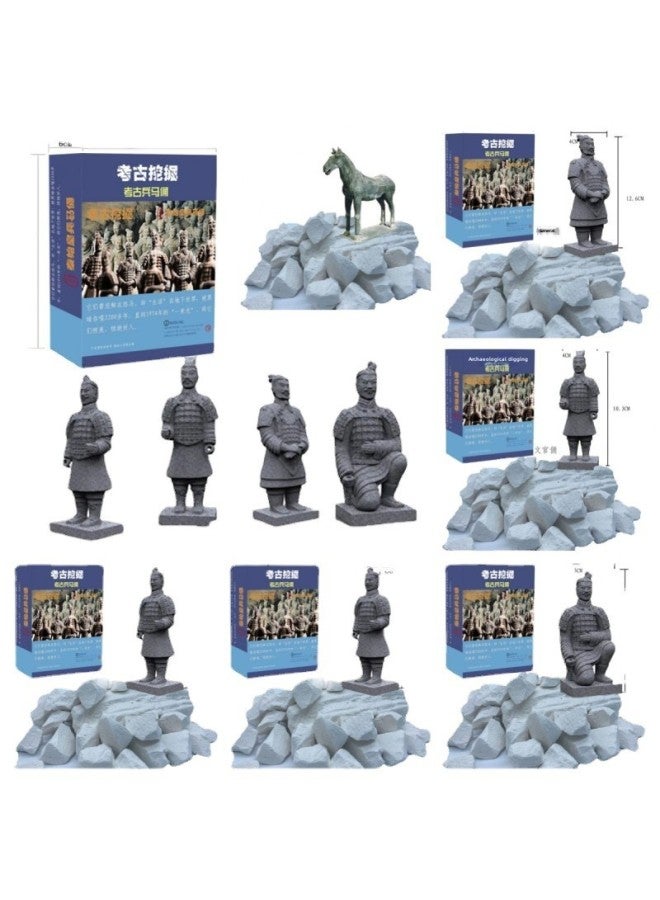 Archaeological Toys Bronze Ware Sanxingdui Assembled Big Dinosaur Gem Digging Treasure Museum Science And Education Children's Educational-Color:Twelve Beast Head (Complete Set Of Tools For Gift Box - Image 5