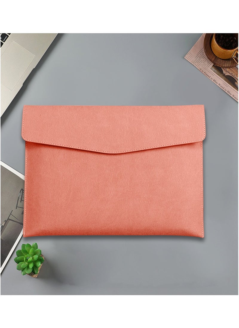 MileMelo - Files Wallets, A4 Popper Wallet Leather File Document Folder Paper Storage Bag Portable Document Organizer Waterproof for Travel Meeting Business Office Pink - Image 1