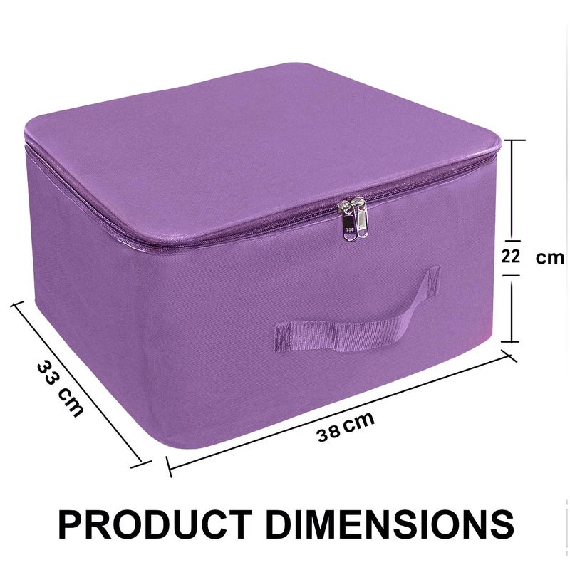 Storite 5 Pack Nylon Wardrobe Bag Underbed Moisture Proof Cloth Storage Organizer Storage box for Clothes Saree Bags with Zippered Closure Handle Purple 38x33x22 cm Square - Image 2
