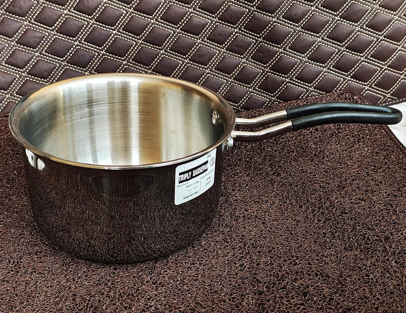 Flixbloom notably Triply Stainless Steel Aluminium Steel Coalition Induction BaseLPG Safe Kitchen Cookware Utensil Saucepan for TeaMilkSauceCoffeeBoil Water etc 3 Litre - Image 2