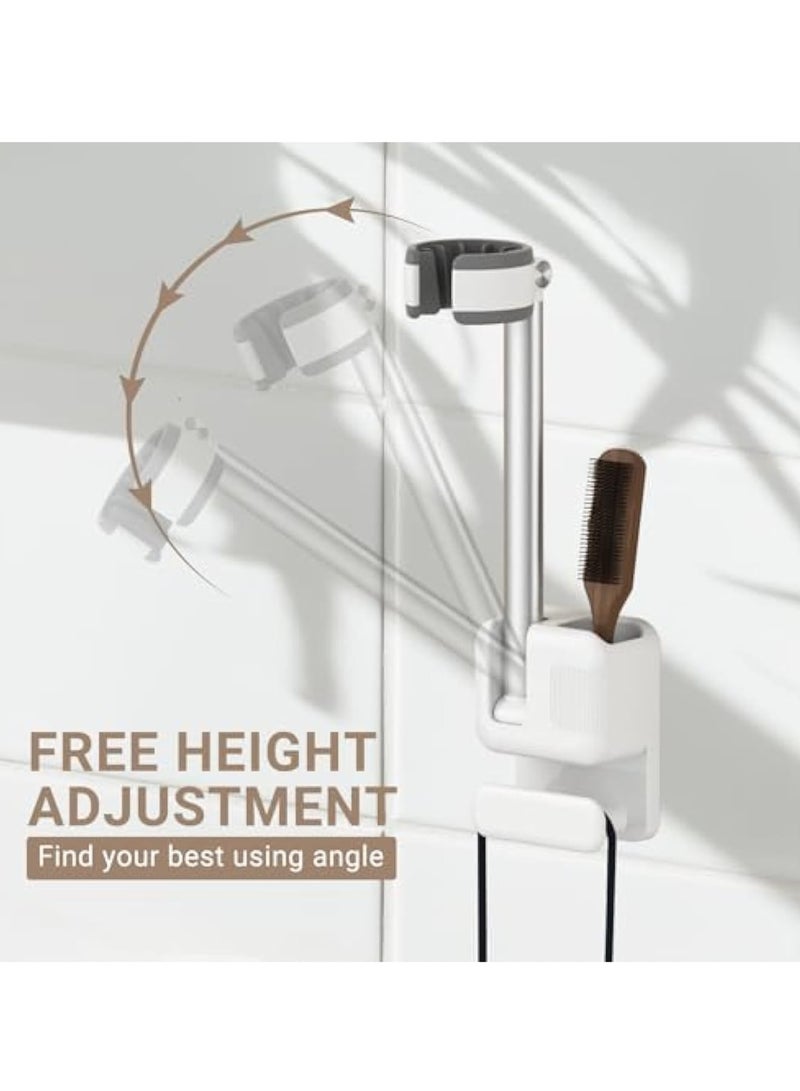 Zikra Adjustable Hair Dryer Holder Stand, Hands Free Hair Dryer Stand, with Fully Positionable Arm, Bathroom Wall Mounted holder with no-drill design for secure mounting on wall or mirror - Image 2