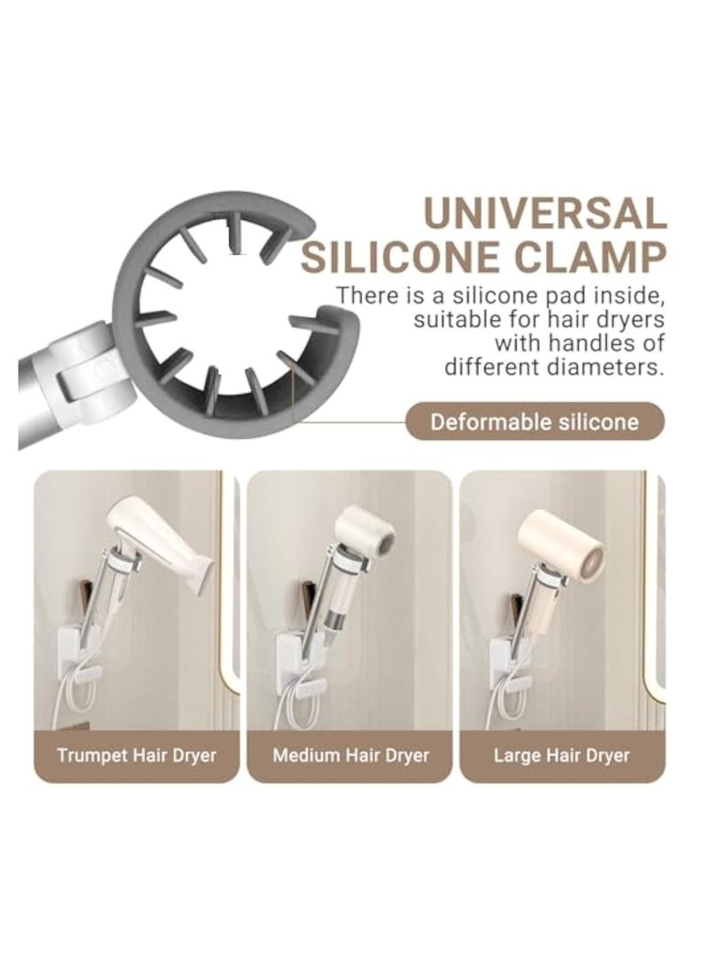 Zikra Adjustable Hair Dryer Holder Stand, Hands Free Hair Dryer Stand, with Fully Positionable Arm, Bathroom Wall Mounted holder with no-drill design for secure mounting on wall or mirror - Image 5