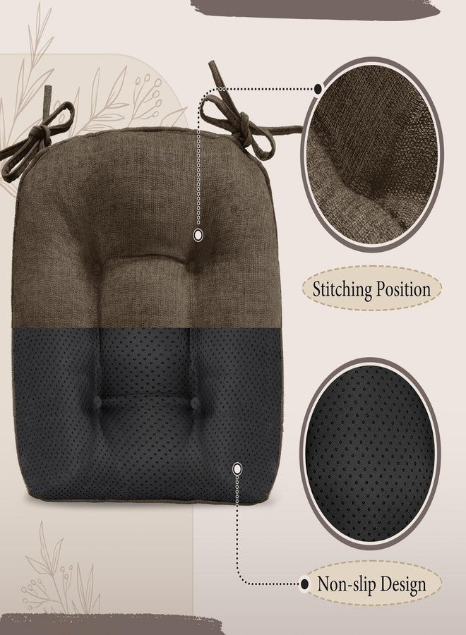 Cozyide Chair Cushions for Dining Chairs, 17" x 17" Non-Slip Kitchen Chair Pads with Adjustable Ties, Indoor Chair Cushions for Dining Room, Brown (Pack of 2) - Image 3