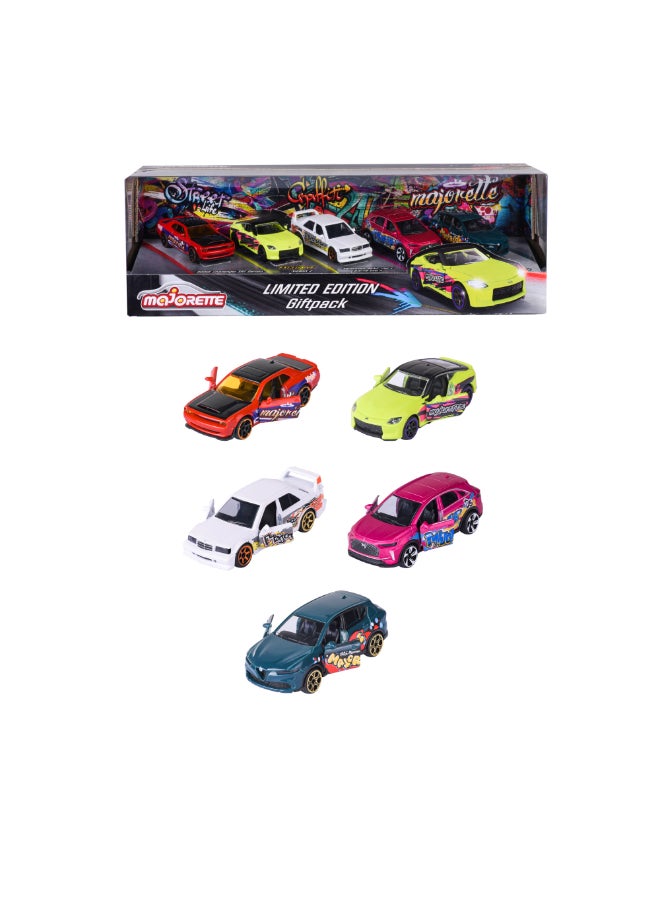 Majorette Limited Edition 11 Diecast Giftpack, 5 Metal Toy Cars, 1:64 Scale Licensed Vehicles with Graffiti-Style Design, Freewheel, Suspension and Opening Parts, 7.5 cm, Ages 3+ - Image 1