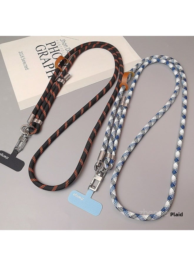 Generic Mobile Phone Lanyard Crossbody Adjustable Outdoor Strap Rope Long Ins Women's Travel Shopping Mountaineering Men's Anti-losing And Anti-dropping-Specifications Support Image Upload:Crossbody Style [black And White Stripes] One-sided Adjustable Braided Lanyard + White Long Clip + Silver Square Buckle  - Image 3