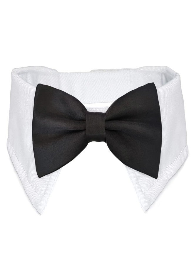 Koolmox Bow Tie for Dogs, KOOLMOX Dog Bow Tie, Handcrafted Black Dog Bowtie with 21'' Adjustable Dog Collar Tux White Dog Collar for Large Dogs Wedding Attire, Pets Grooming Costumes - Image 1