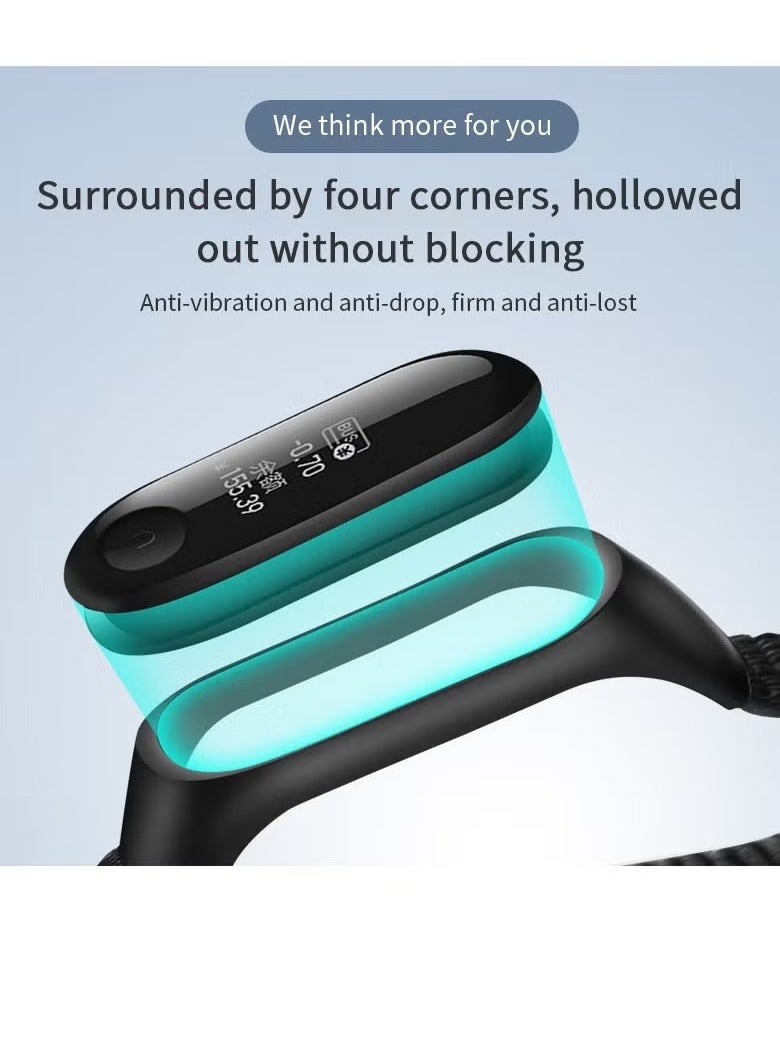 Nylon Strap Compatible with Xiaomi Mi Band 7/6/5/4/3 Soft Adjustable Band for Men and Women Black - Image 3
