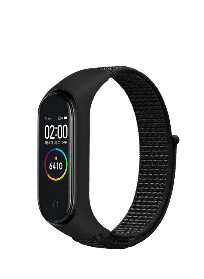 Nylon Strap Compatible with Xiaomi Mi Band 7/6/5/4/3 Soft Adjustable Band for Men and Women Black - Image 1
