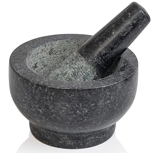 Maxam Mortar and Pestle Set - 5 Inch - Heavy Natural Granite Spice Grinder Bowl, Herb Crusher, Make Fresh Guacamole at Home - Image 1