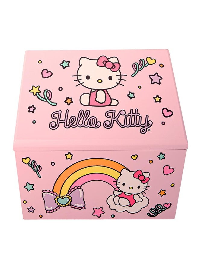 Hello Kitty صندوق مجوهرات هالو كيتي مع صينية وتخزين ترخيص رسمي، صندوق مجوهرات وردي، منظم مجوهرات خشبي، هدايا سانريو (وردي) - Image 1