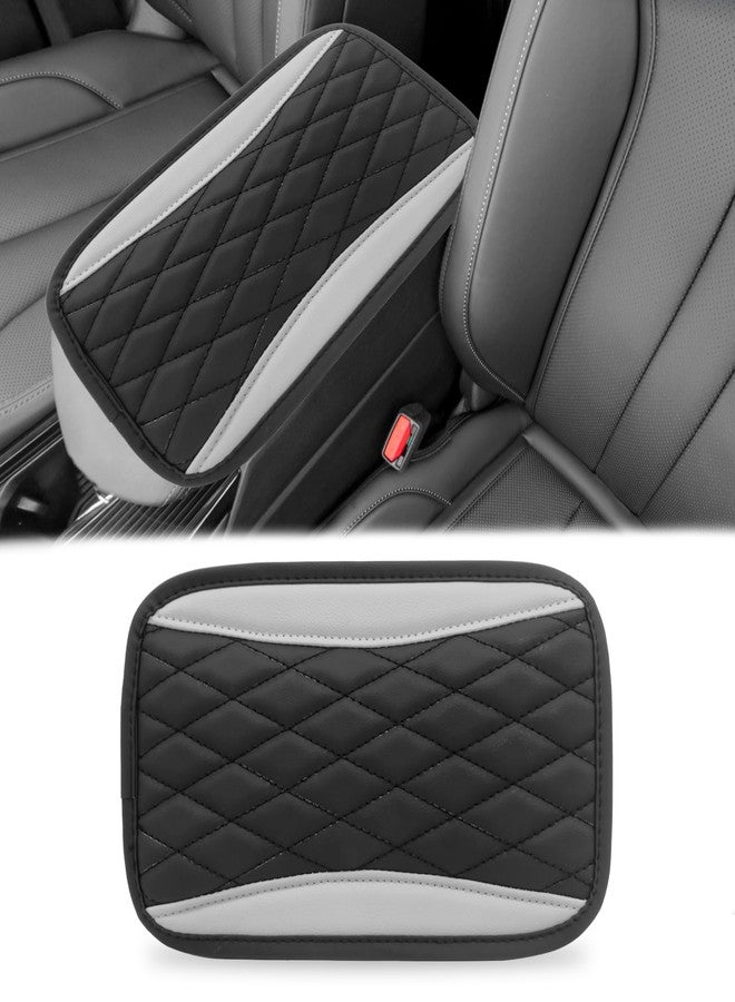 Vrasly Car Center Console Cover, Universal Leather Waterproof Armrest Seat Box Cover Protector, Comfortable Car Decor Accessories Fit for Most Cars, Vehicles, SUVs-Gray - Image 1