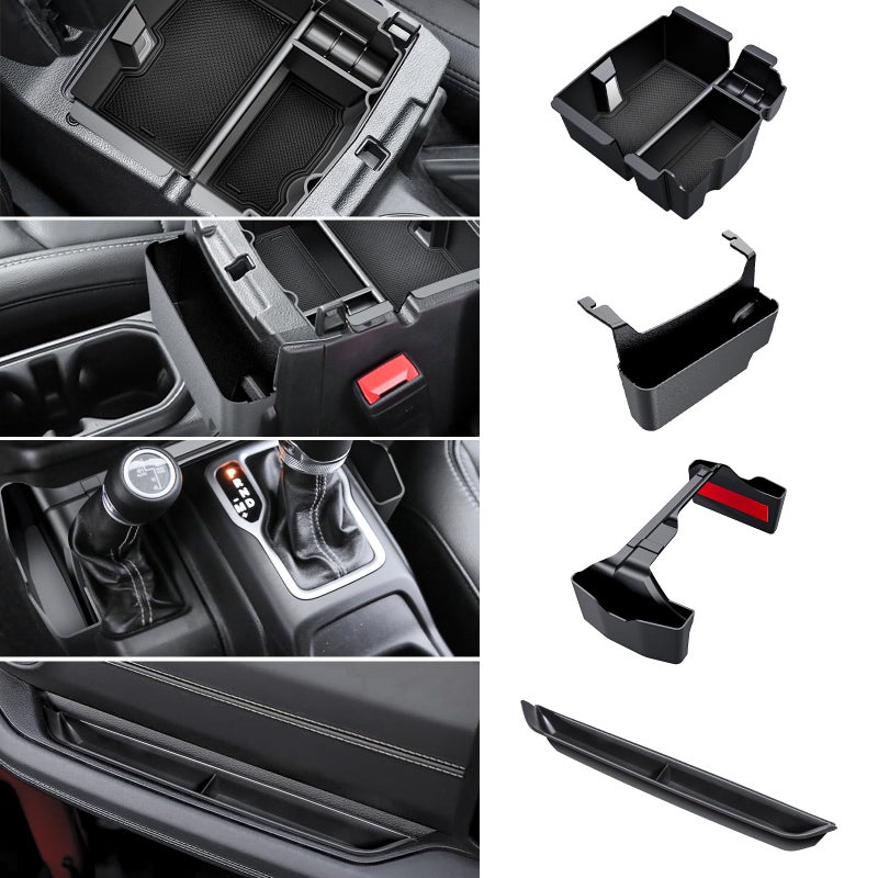 Eamplest 4PCS Center Console Organizer for 2024 2025 2026 Jeep Wrangler JL JLU 4XE and Gladiator JT Accessories Gear Shift Side Tray Organizer,Hanging Armrest Storage Box - Image 1