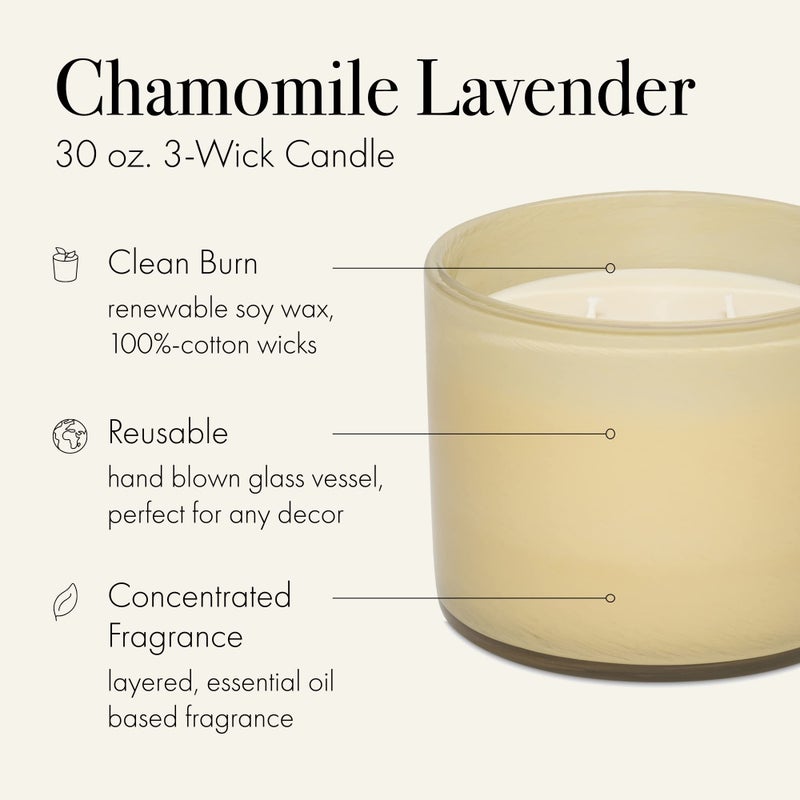 لافكو نيو يورك Lafco New York 3 -Wick Candle Champile Lavender - 30 أوقية - 120 ساعة وقت حرق - سفينة زجاجية قابلة لإعادة الاستخدام - مصنوعة في الولايات المتحدة الأمريكية  - Image 2
