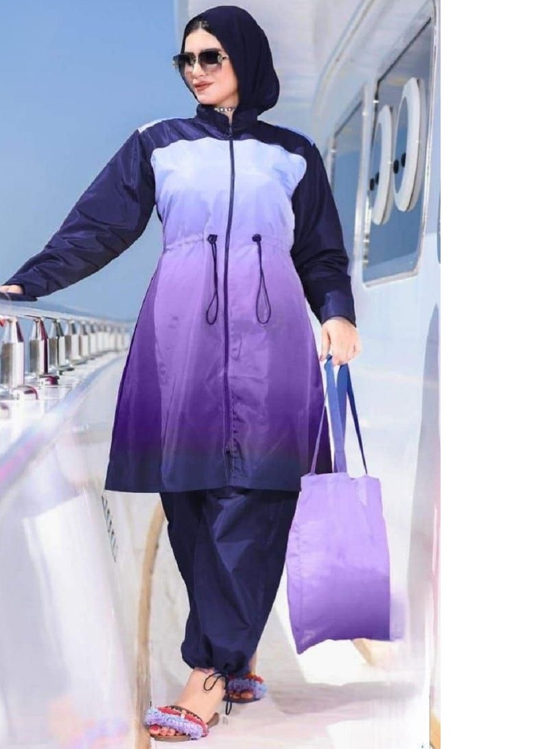 Women's burkini swimsuit, waterproof fabric 