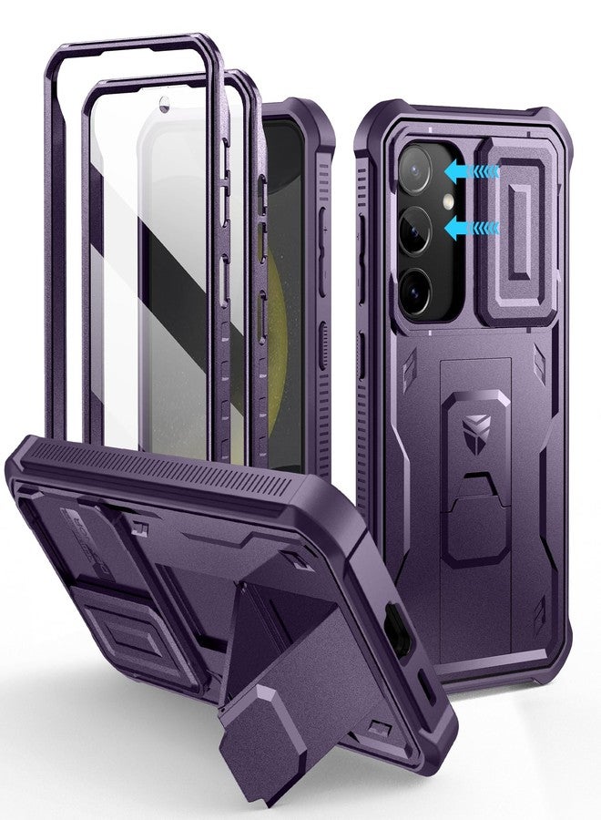 ديكسنور جراب Dexnor لهاتف Samsung Galaxy S24 مع غطاء كاميرا منزلق مدمج وواقي شاشة ومسند، غطاء حماية متين مقاوم للصدمات يغطي كامل هيكل الهاتف Galaxy S24 (2024)، لون بنفسجي فانتوم - Image 1