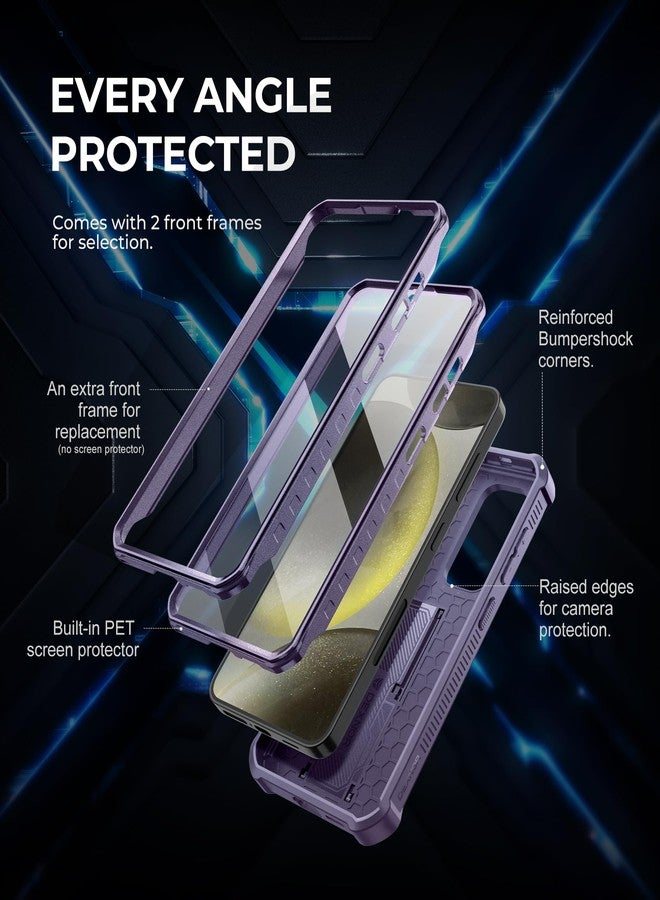 ديكسنور جراب Dexnor لهاتف Samsung Galaxy S24 مع غطاء كاميرا منزلق مدمج وواقي شاشة ومسند، غطاء حماية متين مقاوم للصدمات يغطي كامل هيكل الهاتف Galaxy S24 (2024)، لون بنفسجي فانتوم - Image 5