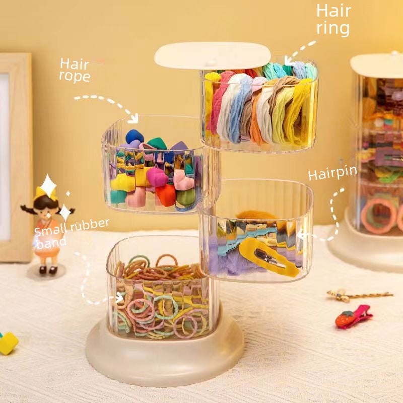 Rotary storage box hairpin hair accessories hair rope hair ring storage beauty egg storage jewelry ring storage dust box(Square) - Image 2