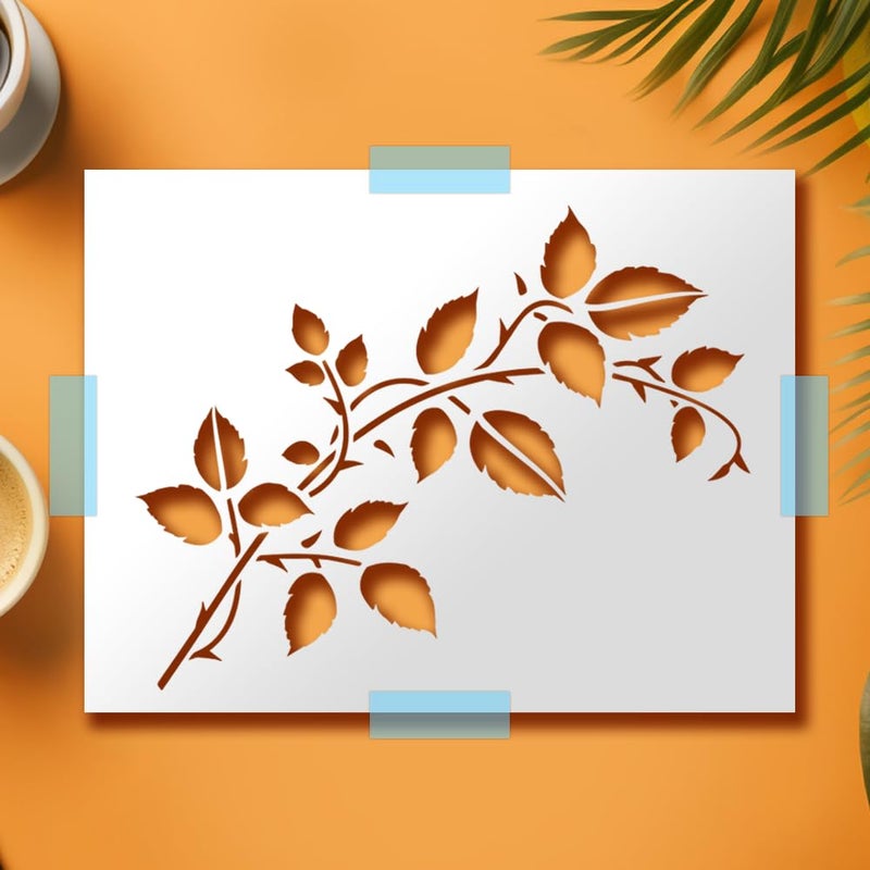Nature-Inspired Vine Stencil for DIY Crafts and Decorations - Reusable Mylar Stencil for Painting on Any Surface, with Actual Dimensions and Laser-Cut Design
