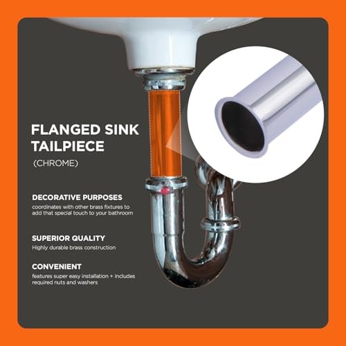 ZM Heavy-Duty Flanged Sink Tailpiece, 8 inch Length, 20GA Chrome (1-1/4'') - Image 4