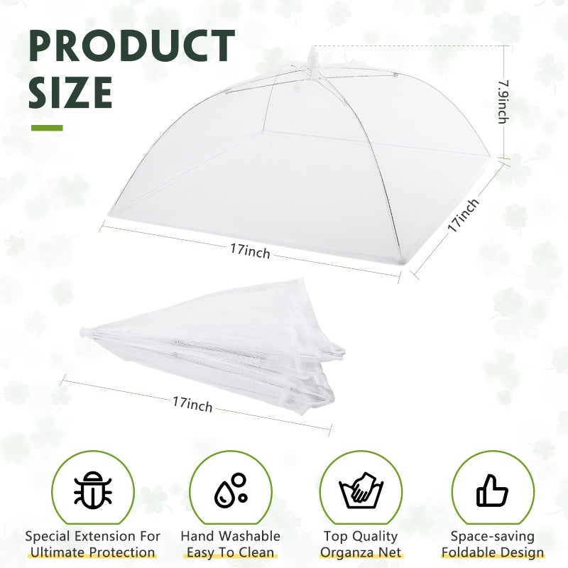 Sawysine 4 Pack Mesh Plant Cover Reusable Screen Cloche Dome Plant Protector Tent Collapsible Umbrella for Outdoor Garden Greenhouse Vegetable Flowers Strawberry from Animals(17 x 17 Inch,White) - Image 3
