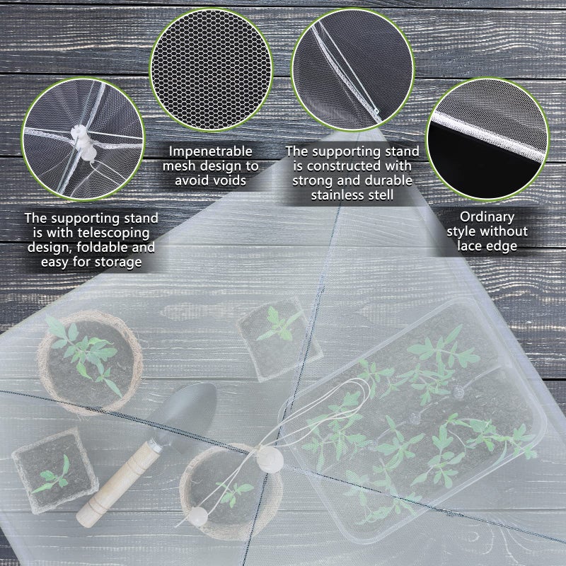 Sawysine 4 Pack Mesh Plant Cover Reusable Screen Cloche Dome Plant Protector Tent Collapsible Umbrella for Outdoor Garden Greenhouse Vegetable Flowers Strawberry from Animals(17 x 17 Inch,White) - Image 4