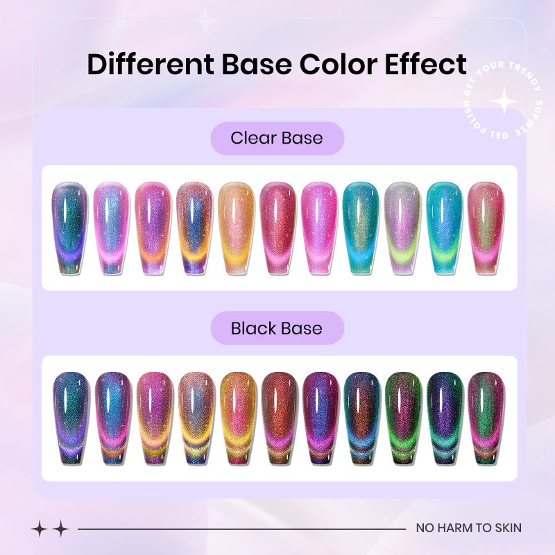 SUPWEE 12 Colors Cat Eye Gel Polish with Magnetic Stick, Chameleon Magnetic Gel Polish Kit Trible Colors Effect Galaxy Cateyes Nail Polish Gel Collection Home DIY Manicure for Women Girl - Image 2