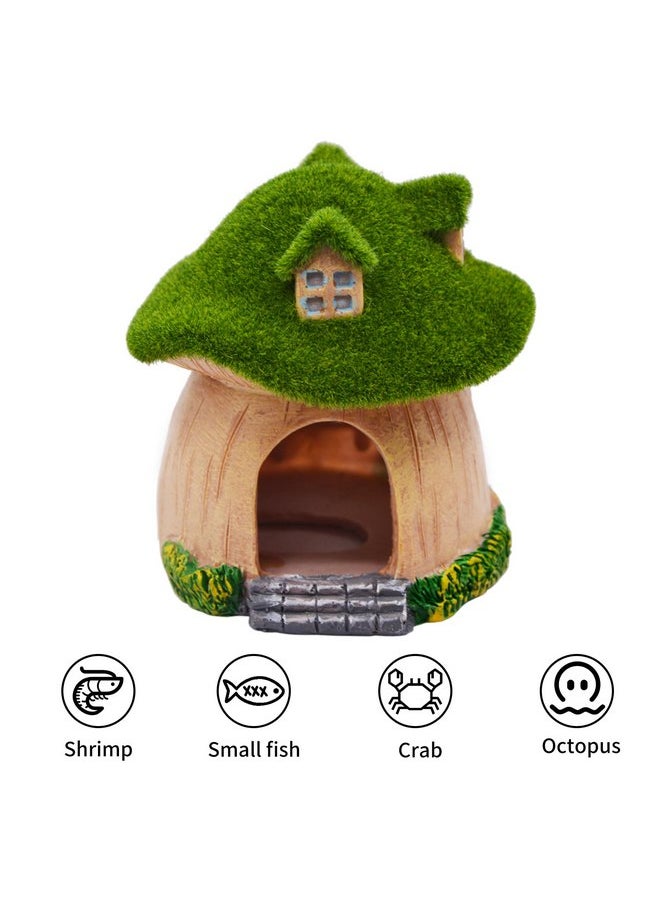 انروي - ديكور حوض السمك AnRui Green Moss Mushroom، ديكورات حوض السمك اللطيفة المصنوعة من الراتينج، زينة كهف مخبأ للأسماك الصغيرة والروبيان وسرطان البحر الناسك والأسماك الذهبية والزواحف - Image 1
