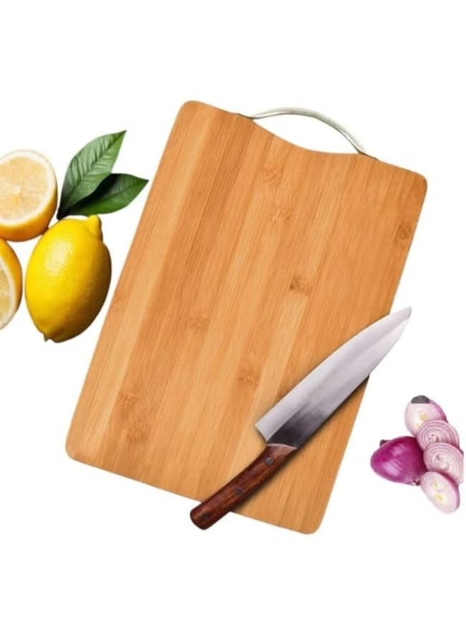 Multi-Purpose Wooden Cutting Board for Meat, Fruits, and Vegetables with Hanging Hook – Heavy-Duty Natural Wood Board for Food Prep and Serving, Durable and Easy to Clean, Brown (34×24 cm) - Image 1