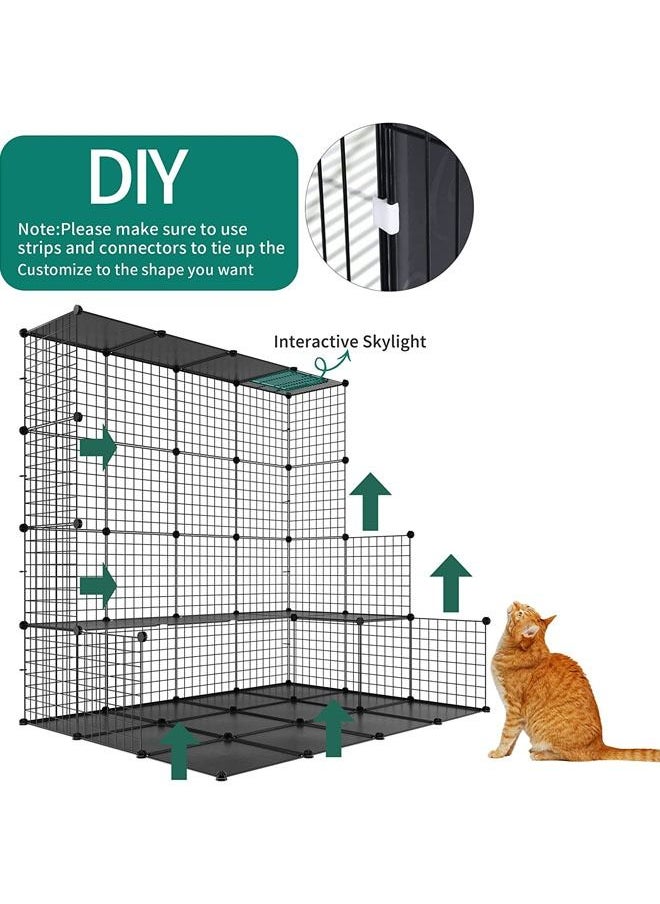 HQ-GAMING - Large Cat Cage with Storage Cube DIY Indoor Catio Cat Enclosures Metal Cat Playpen for 1-4 Cats 4 Tiers Cat Kennel (without Hammock) - Image 1