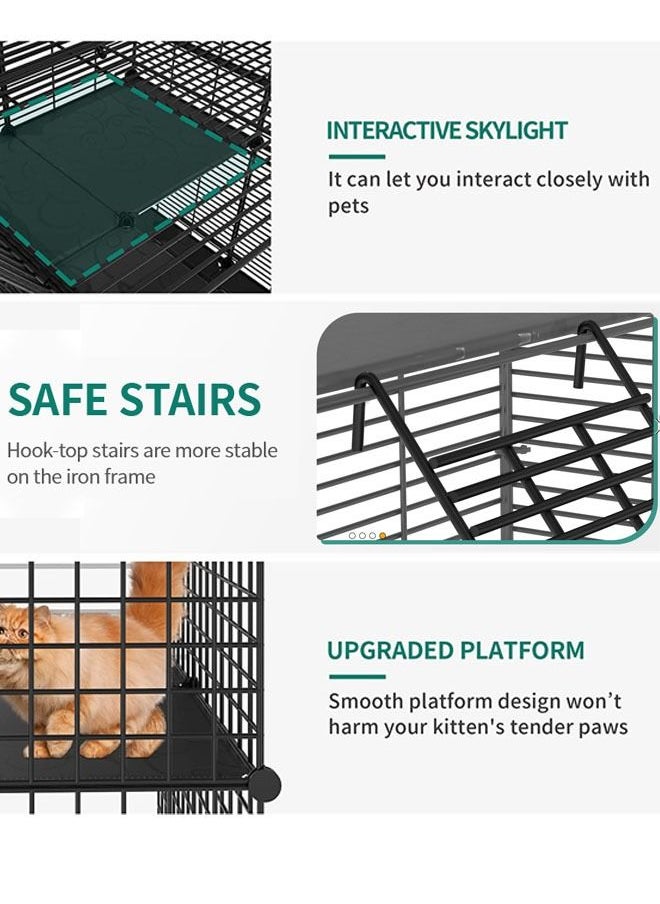 HQ-GAMING - Large Cat Cage with Storage Cube DIY Indoor Catio Cat Enclosures Metal Cat Playpen for 1-4 Cats 4 Tiers Cat Kennel (without Hammock) - Image 1