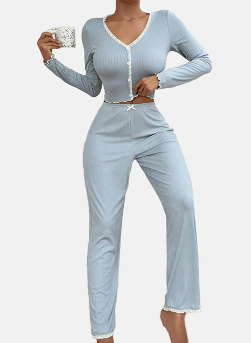 يونيكي Blue Solid Pyjamas & Top